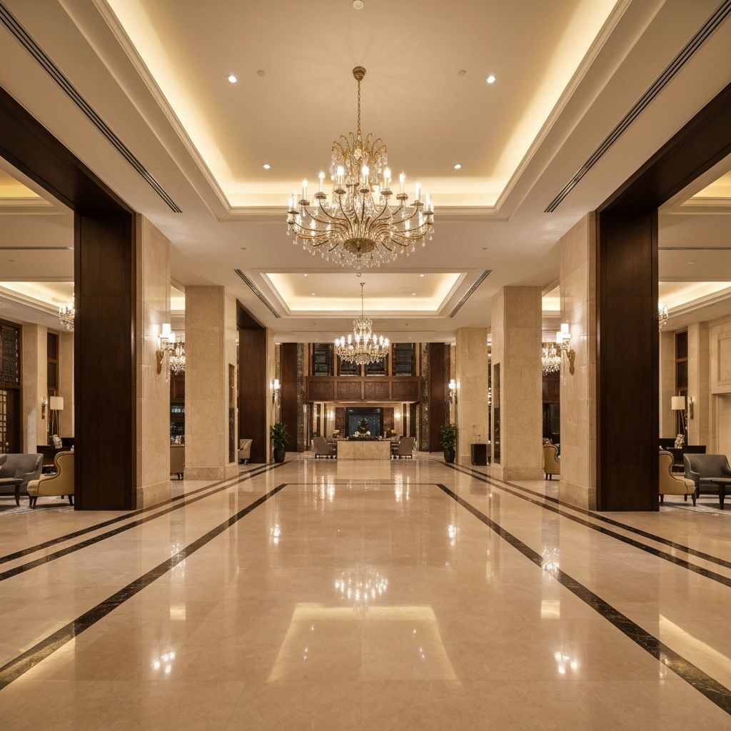 Luxury hotel lobby with premium finishes
